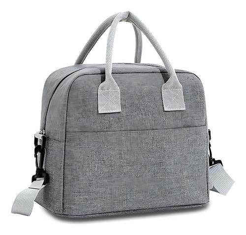 Lonchera Para Almuerzo Térmica Con Correa Ajustable Color Gris