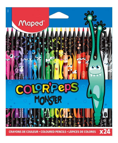 Lapices De Color Maped Monster Color Peps X24 Largos
