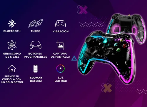 Joystick Para Pc Bluetooth Inal mbrico Led Rgb Gamer Dehuka