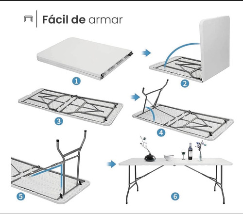 Alquiler Mesas Plegables Plásticas Tipo Valija 180cm X 74cm