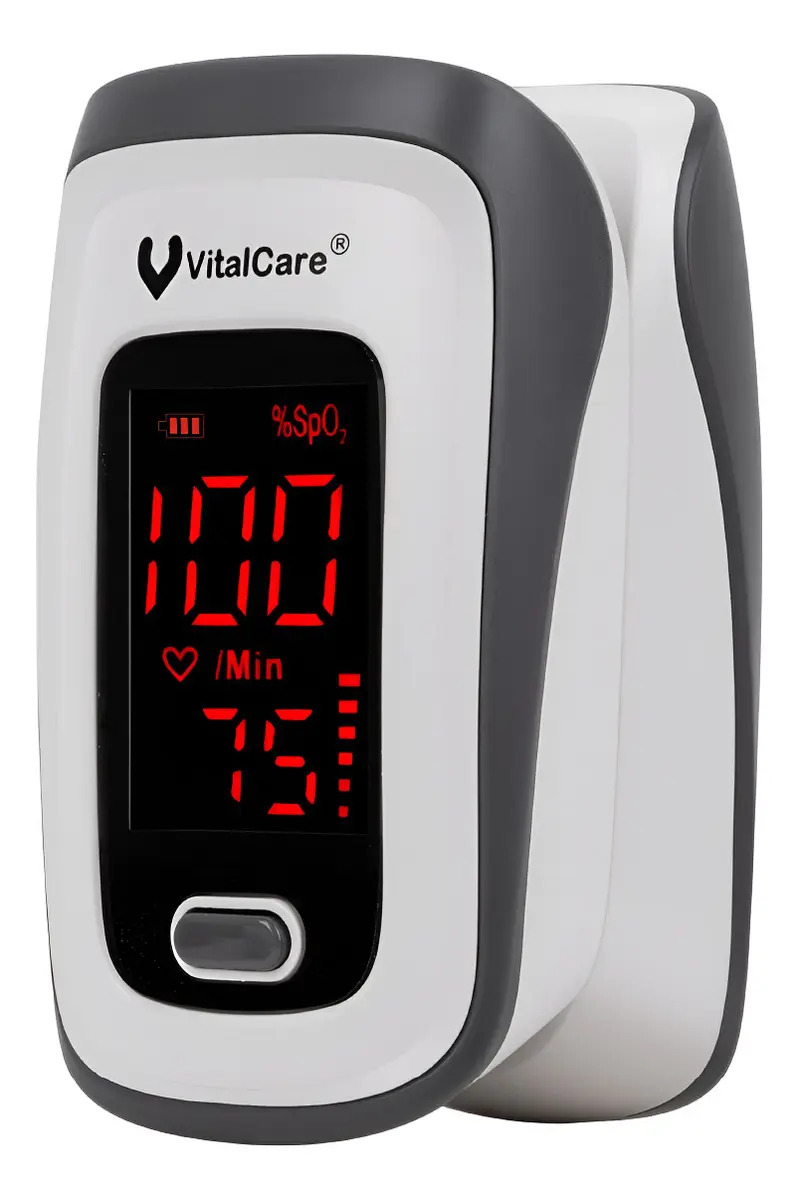 Oxímetro De Pulso Vitalcare Con Estuche Y Baterías Blanco