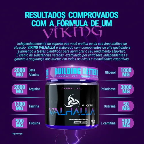 Pré Treino Viking Valhalla Com Beta Alanina 450g Canibal Inc | Frete grátis