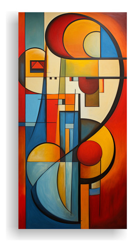 40x20cm Cuadro Decorativo Abstracto Fusión Elementos Cubist
