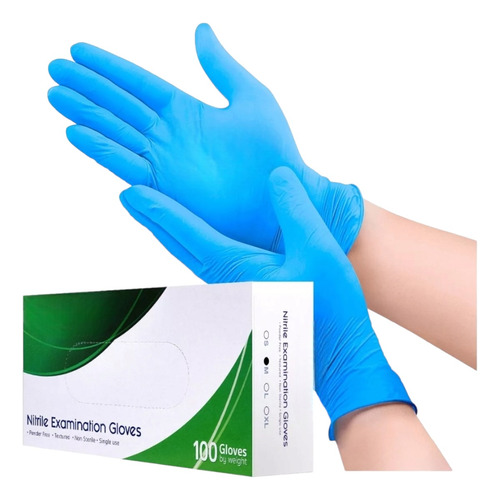 Guantes De Nitrilo Libre De Latex 100 Pz Indigo Medianos