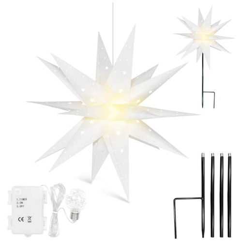 Estrella De Árbol Morava 3d De 18 Pulgadas Luces Led B...