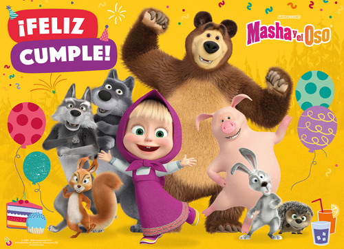 Afiche Masha Y El Oso Cumple Cartel Deco Disney Original