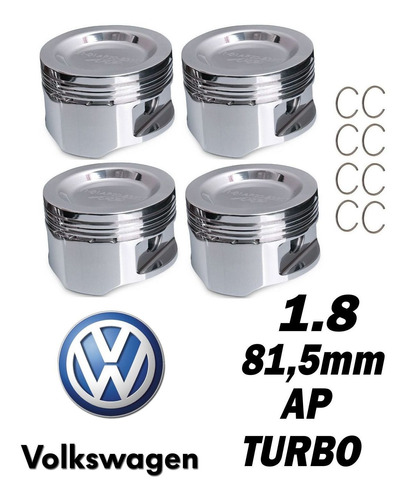 Jogo De Pistões Turbo Vw Ap 1.8 81.5mm Côncavo 800cv