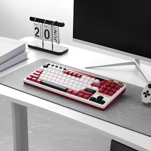 Teclado Mecânico Royal Kludge Rkm87 75% Sem Fio Switch Bege Cinza Inglês Internacional Famicom