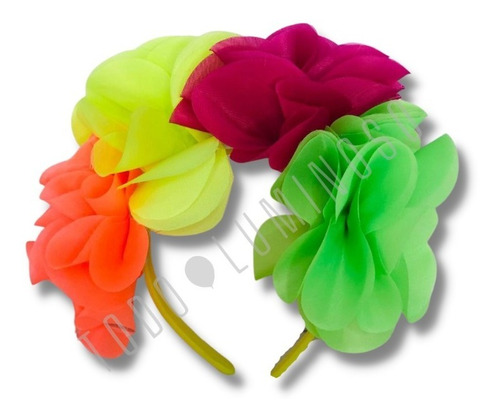 10 Vinchas Flores Fluo