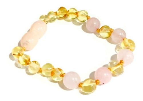 Acessorio Pulseira De Ambar Baroque Lemon Quartzo Rose 14cm