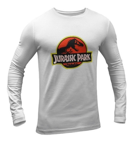 Polera Manga Larga Jurassic Park Dinosaurio Estampado Algodo