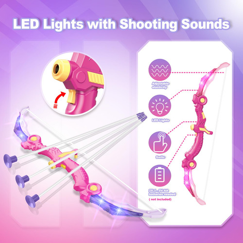 Set Tiro Con Arco Iluminado Para Niñas De 5 A 10 Años 2 Arco