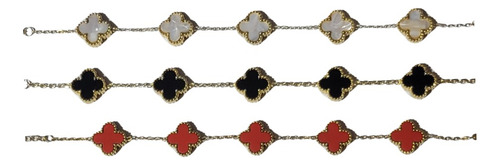Pulsera De Acero Inoxidable Trebol, Bañado En Oro Rosa 18k