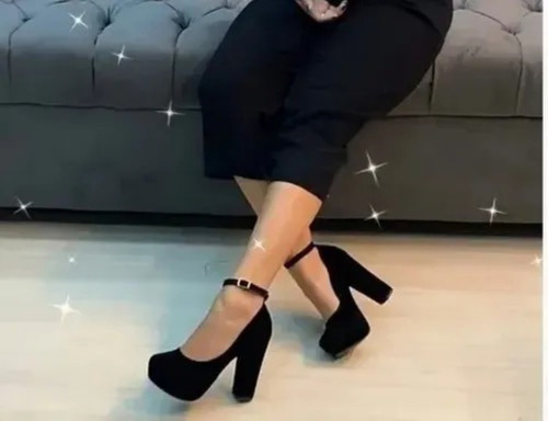 Imagem 5 de 6 de Sapato Scarpin Boneca Meia Pata Salto Alto Grosso Tornozelo