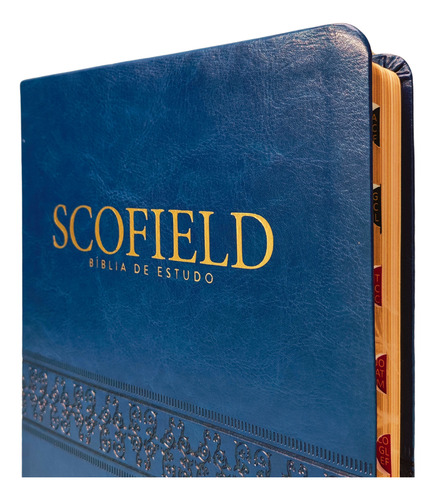 Biblia De Estudo Scofield Grande Almeida Contemporanea Capa Luxo Azul Com Indice Lateral Palavras De Jesus Em Vermelho