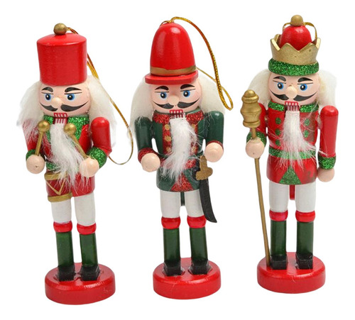 3x Estatuilla De Cascanueces De Madera Regalo Adorno