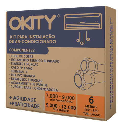 Kit Instalação Ar Split 9000 Comum 9/12000 Inverter 6 Metros