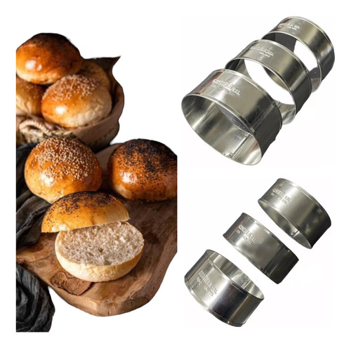 Moldes Pan Hamburguesa 10 X 4 Cm Pack X 3 Unidades