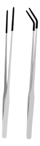 2 Pieces Aquarium Tweezers Reptile Feeding Black Argent