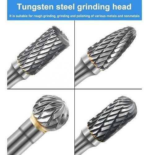 8 Pçs Lima Rotativa Brocas Haste 6mm Fresa Tungstênio Ponta
