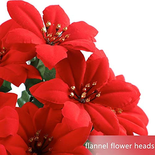 Homcomoda Navidad Rojo Flor Artificial Faux Poinsettia Bush