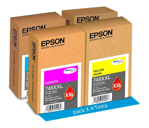 Pack X4 Epson T748xxl Tinta Para Wf-6090,  Wf6590 - C+y+m+bk