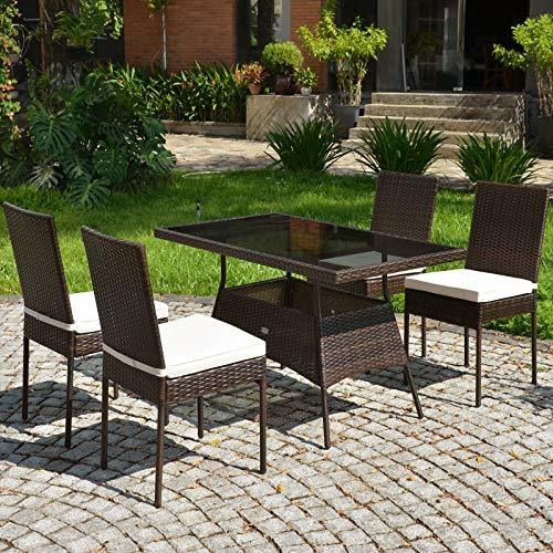 Imagen 4 de 10 de Tangkula Juego De Comedor De Mimbre Para Patio, Mesa Y Silla