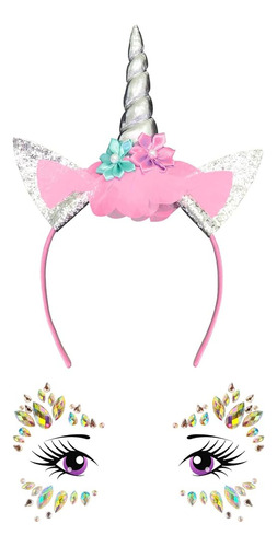 Diadema De Unicornio Hyperfun Para Niñas Y Pegatinas De Joya