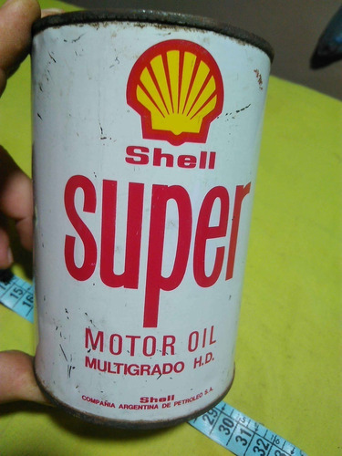 Lata Antigua Shell Super Litro Sin Tapa 