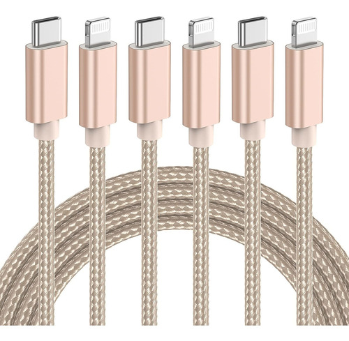 Cable Usb C A Lightning Certificado Mfi, Paquete De 3 C...