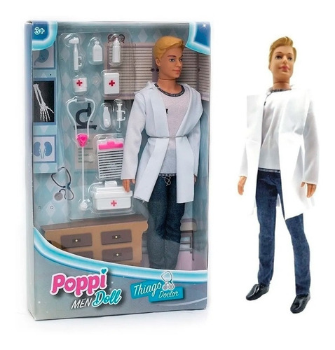 Imagen 1 de 7 de Poppi Muñeco Thiago Doctor Con Accesorios 6524-b311 E. Full