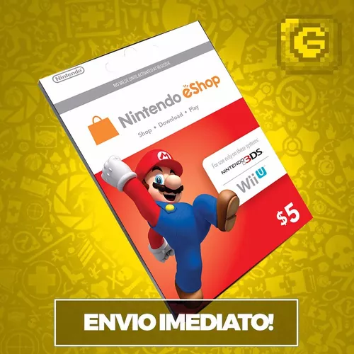 Cartão Nintendo Switch 3ds Wii U Eshop Card Usa 5 Dólares