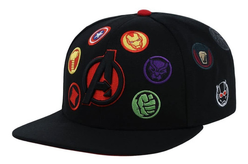 Avengers - Gorra Plana Ajustable Para Adultos, Negro/rojo U.