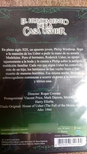 Dvd El Hundimiento De La Casa Usher (Usado)