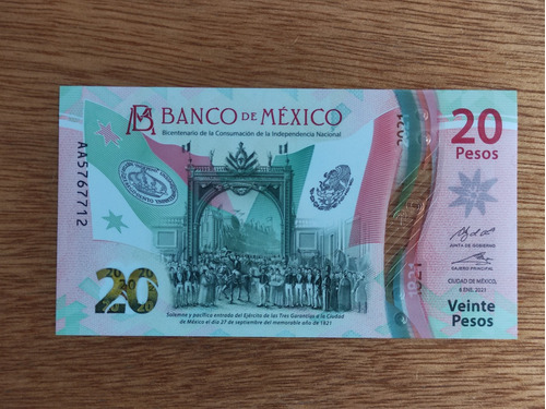 Billete 20 Pesos Mxn Bicentenario Serie Aa + Monedas Extras