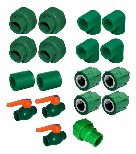 3 Tuerca Union 4 Valvula 4 Conector Hembra Codo Ppr 3/4