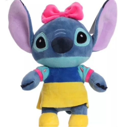 Tierno  Peluche De Lilo Y Stitch Importado Lazo Rosa 28 Cm.