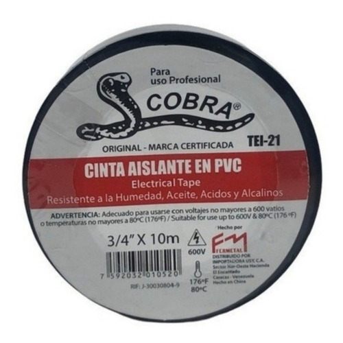 Teipe Cobra Original Fermetal Troquelado 3/4 X 10 Mts X 10 