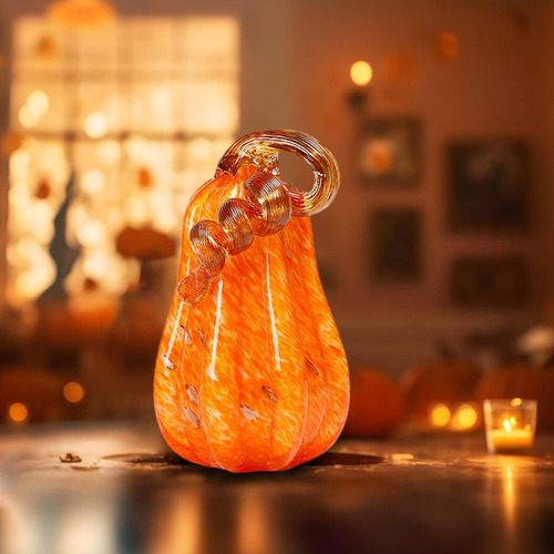 Figura De Calabaza De Cristal Con Decoración De Calabaza Par