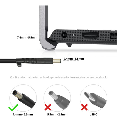 Fonte Carregador Para Notebook Hp Dv5-2231br - 65w