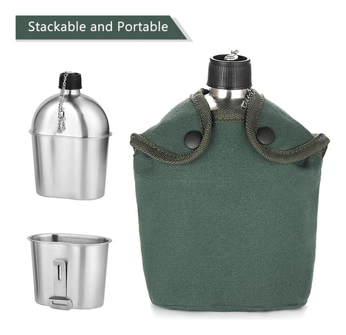 2pcs 1000ml 600ml Juego De Tazas De Cantimplora Militar De