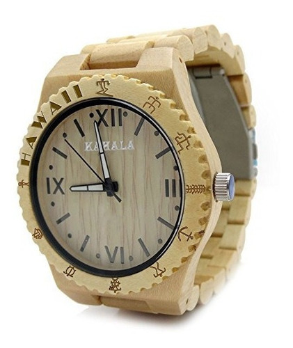 Reloj De Cuarzo De Madera Estilo Hawaiano Hecho A Mano Con M