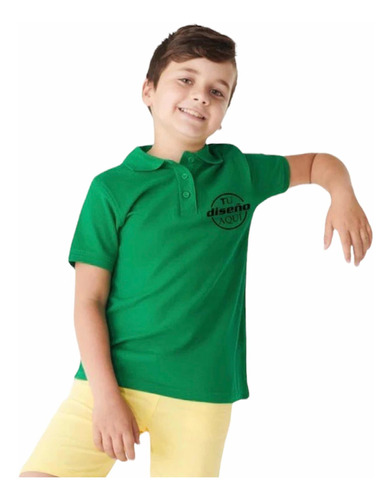 Polera Pique Niños Manga Corta Cuello Polo Algodón Unisex