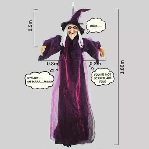 Decoración De Halloween Bruja Controlada Por Voz 2024