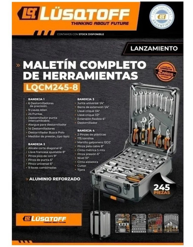 Imagen 4 de 10 de Set Kit Herramientas 245 Pzas Lusqtoff Con Malentin Portatil