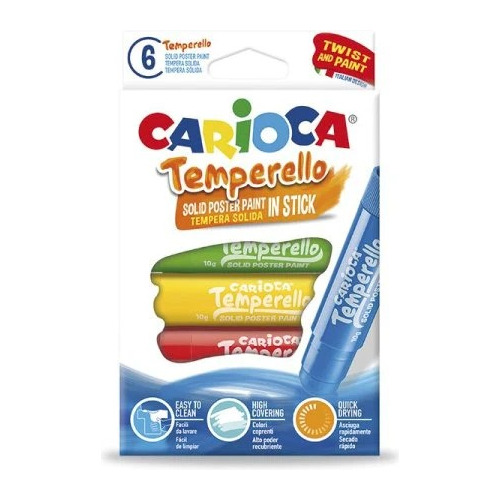 Tempera Solida En Barra Colores Basicos X6 - Carioca