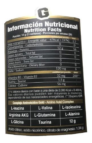 Suplemento En Polvo Gold Nutrition Amino Aminoácidos Sabor Grapefruit En Pote De 280g