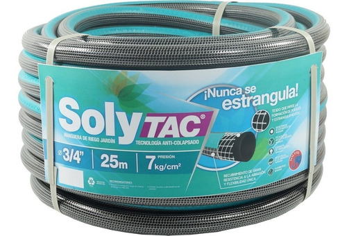 Manguera Riego Solytac 3/4 X 25mts Reforzada Anticolapsable