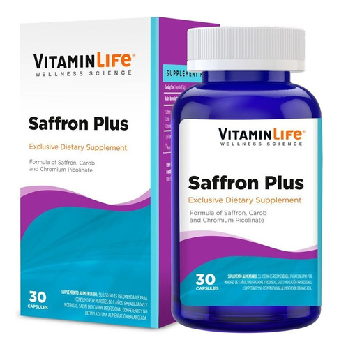 Saffron Plus / 30 Cápsulas / Vitamin Life Sabor Sin Sabor