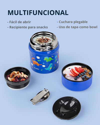 Termo Comida Niños Acero Inoxidable 290 Ml-dinosaurios Azul